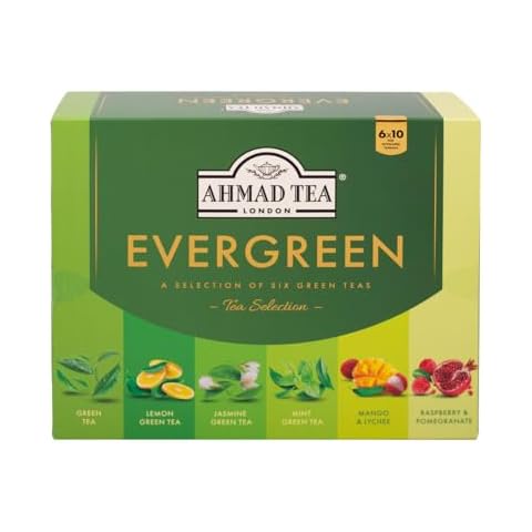 Ahmad Tea Green Tea, Evergreen Selection Pack Teabags, 60 Foil Teabags - Caffeinated & Sugar-Free Cover
