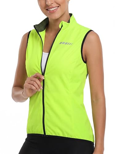 Image of qualidyne Women's Windproof Cycling Vest, Lightweight Full-Zip Breathable Sleeveless Bike Jacket, 1 Back Pocket