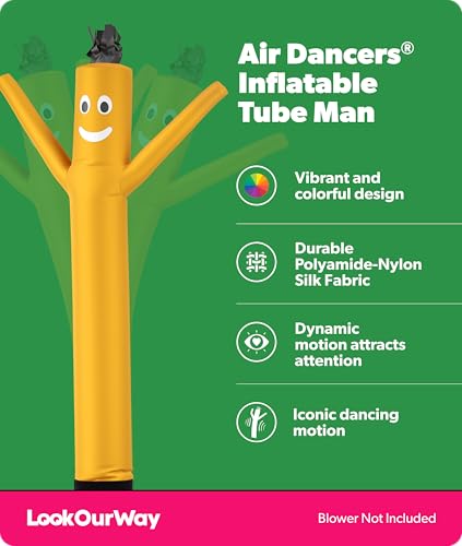 Image of LookOurWay Air Dancers Wacky Waving Inflatable Tube Man Attachment - 7 Feet Tall Advertising Air Dancer Waving Man Inflatable Tube Guy - Blower Not Included - Yellow
