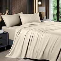 Shilucheng Lenzuola in 100% lino francese, per letto king size, traspiranti e fresche, morbide, durevoli e resistenti agli strappi, con tasca profonda 40 cm, 4 pezzi (colore: lino, king size