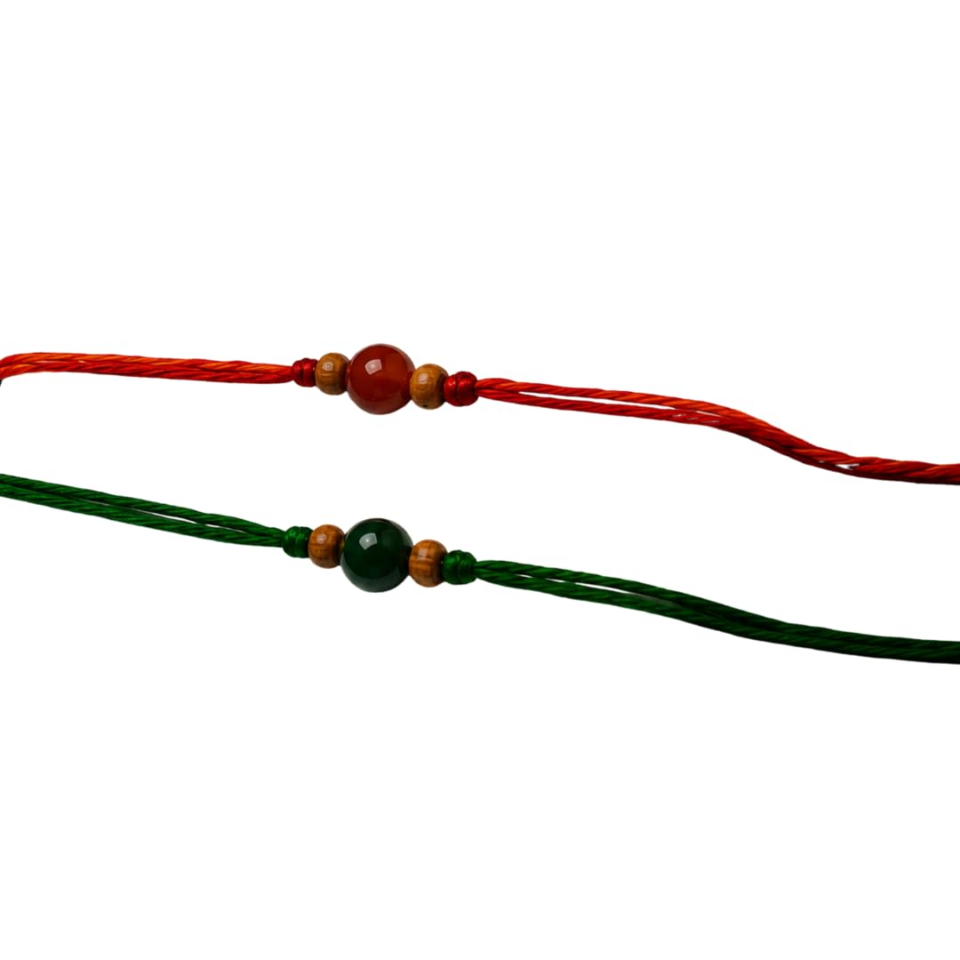 Soulwise Carnelian & Green Aventurine Rakhi Set of 2 | Natural Crystal Stone Handmade Rakhi for Brother | Adjustable Raksha Bandhan Thread from Sister | Premium Festival Gift-image-24