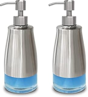 Soap Dispenser Stainless Steel Glass Bottle, Soap Dispenser for Bathroom Refillable Dish Soap Dispenser for Kitchen Liquid Hand Soap Dispenser for Bathroom