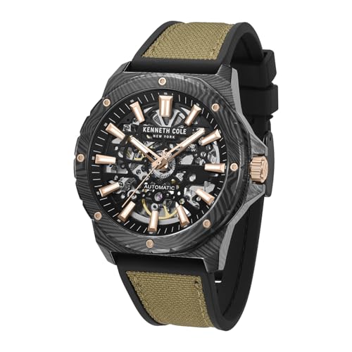 Image of Kenneth Cole Automatic Analog Black Dial Tan Silicon Strap Watch for Men - KCWGZ0076703MNW