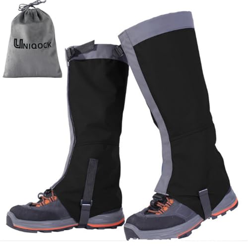UNIQOCK Gaiters for Hiking-Waterproof and Breathable Leg Gaiters for Women and Men Boots, Adjustable Lightweight Shoes Gaiters for Hunting, Hiking, Mountaineering, Snow Gaiters for Hiking Boots