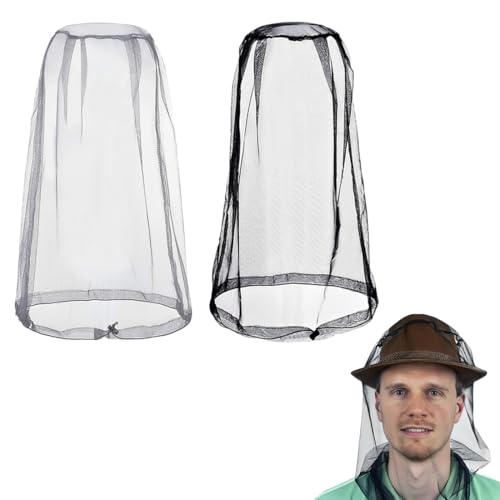 Mosquitera de Cabeza,2 Piezas Cubierta Protección de Malla Cara Anti-Mosquitos Red de Protección de la Cabeza Red Protect from Fly Screen Mosquito Gnat and Other Flies Pesca Camping Escalada y Caminar