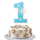 1 PCS Snowflake Number 1 Cake Topper Glitter Snowflake One 1st Birthday Party Cake Pick Winter...