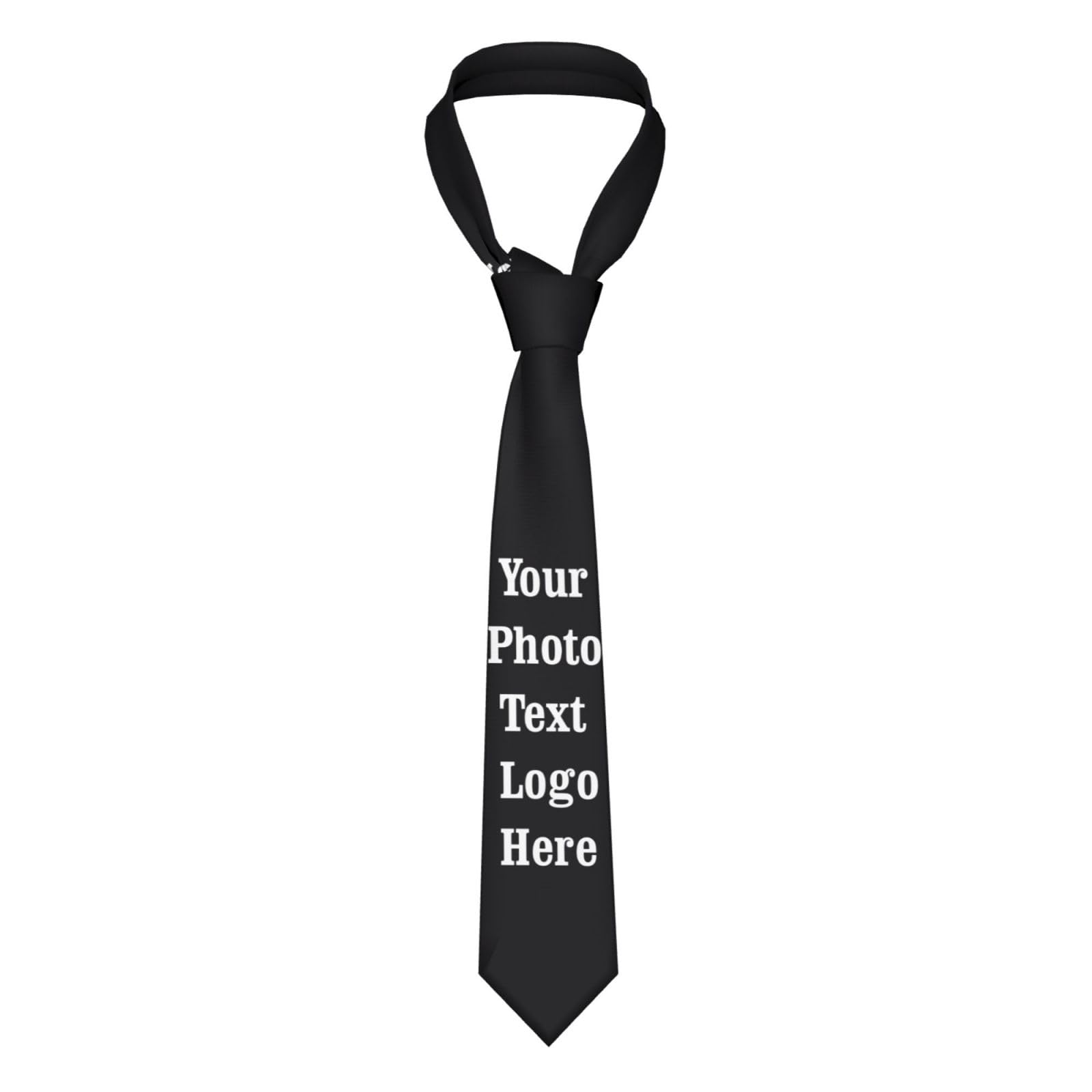 Oudrspo Men's Black Custom Photo Tie For Personalized Print Neckwear, Business Gift For Dad, Husband, Boyfriend, Friends, Novelty Tie For Father's Day