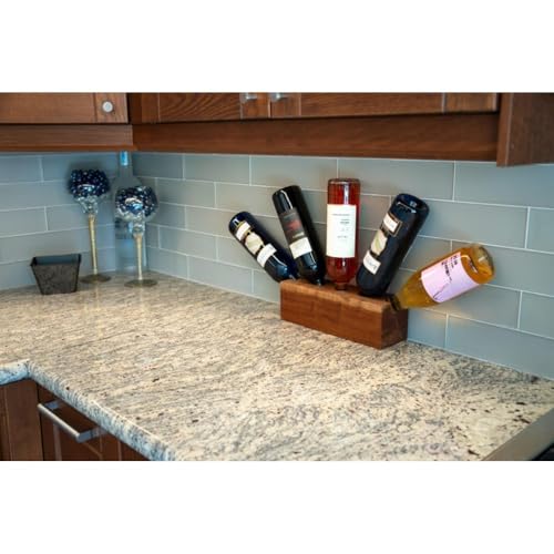 Soporte para 5 botellas de vino de madera roble rojo miniatura 2