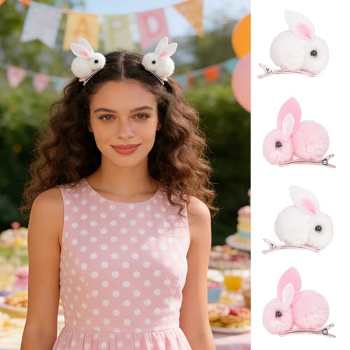 Pinzas de cabello con diseño de conejo de peluche para mujer miniatura 1