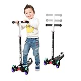 Scooter for Kids,3 Wheels Scooter,Kids Scooter 4 Adjustable Height,Lean to Steer, Extra-Wide Deck,...