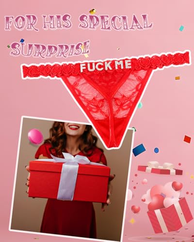 Image of Sexy Underwear for Women Lace Panties Sexy Thong with Funny Rhinestone Letters for Couple Gifts