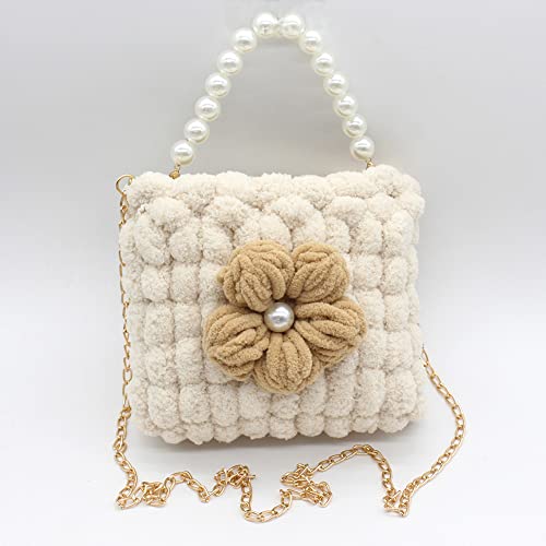 3 Rolls Pomp-A-Doodle Yarn,100% Polyester Jelly Bean Pom-Pom Ball Yarn For Crochet Knitting Handcraft Mat Pet Nest 450G (Beige) #TOP2