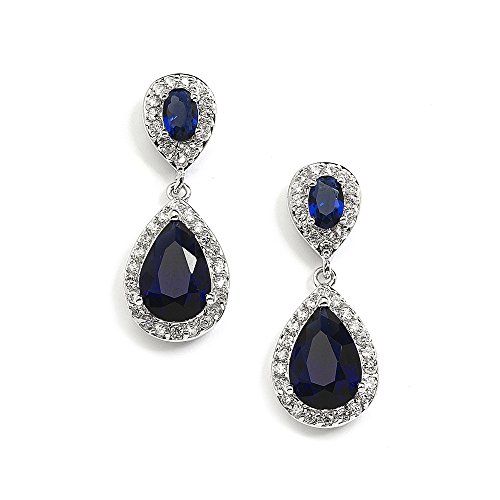 Mariell Sapphire Cubic Zirconia Teardrop Earrings for 