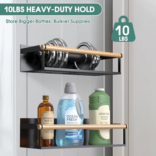 Image of POLRAI 4 Pack Magnetic Shelves for Washing Machine Magnetic Shelf for Fridge Powerful Magnetic Shelves and Magnetic Hook for Laundry Room Kitchen Bathroom Organization