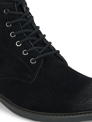 Image of San Frissco Biker Chain Boots for Men's with Round Toe TPR Sole | Synthetic Suede Zip Casual Winter Boots Slip On Shoes | Outdoor Fashion Shoes for Office, Party, Trekking