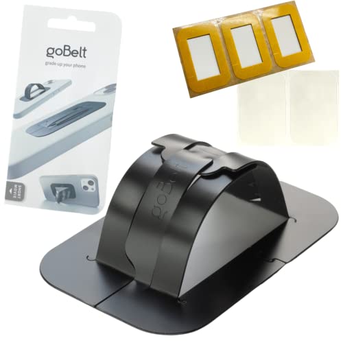 スマホリング goBelt C1 ブラック 薄型 1mm ワイヤレス充電対応 スマホスタンド ドイツ製 黒 1個＋貼り直しキット