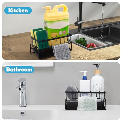 Support d'évier de cuisine, organisateur en acier inoxydable, vidange automatique, avec porte-serviettes, porte-éponge – Image 5