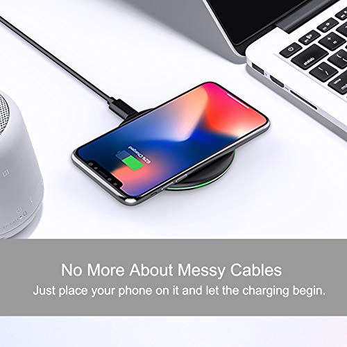 Yootech Wireless Charger Qi-Certified 10W Max Compatible with iPhone 11/11 Pro/11 Pro Max/Xs MAX/XR/XS/X/8/8 Plus, Galaxy Note 10/Note 10 Plus/S10/S10 Plus/S10E,5W All Qi-Enabled Phones(No AC Adapter)