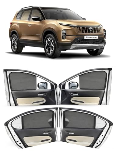 Image of Autofact Car Sunshades for Tata Safari (2021 to 2025), UV Protection, Useful Car Accessories, Custom fit Sun Shades for Side Windows, Set of 6
