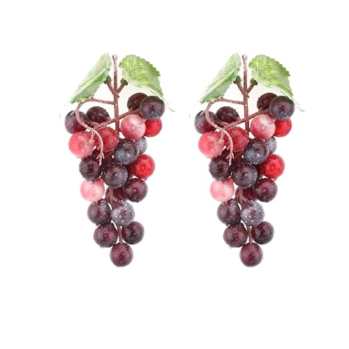caiyjhao 2PCS Agate Simulation Grape Cluster Simulation Grape Fruit Display Rack, Red Wine Ornaments, Banquet Table Decoration, Tableware Display Rack, Wedding Decoration (24 Grains)