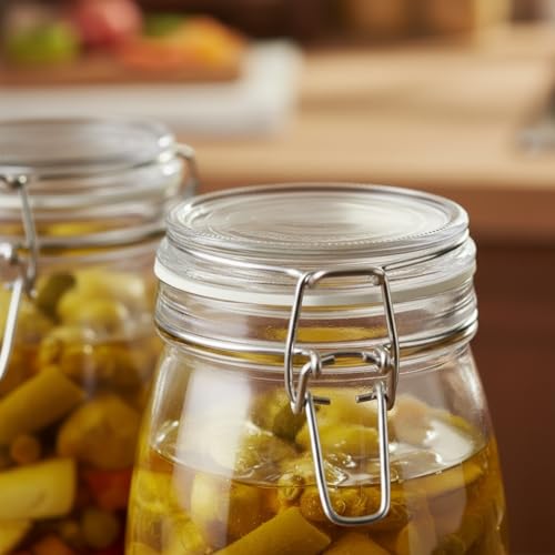 Image of ginoya brothers - Kitchen Glass Jar (5, 1500 Ml. Round Clip Jar)