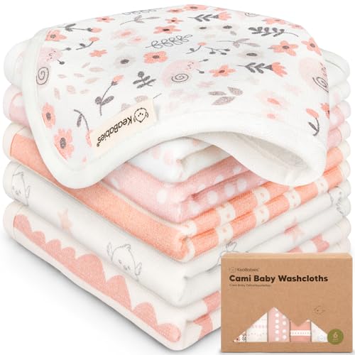 Image of 6-Pack Cotton Baby Washcloths for Newborn - Organic Cotton Muslin Soft Wash Cloths for Babies, Infant, Kids,Toddler Towels for Boy,Girl,Super Absorbent Face Cloths,Scratch-free Baby Rags (Sweet Charm)