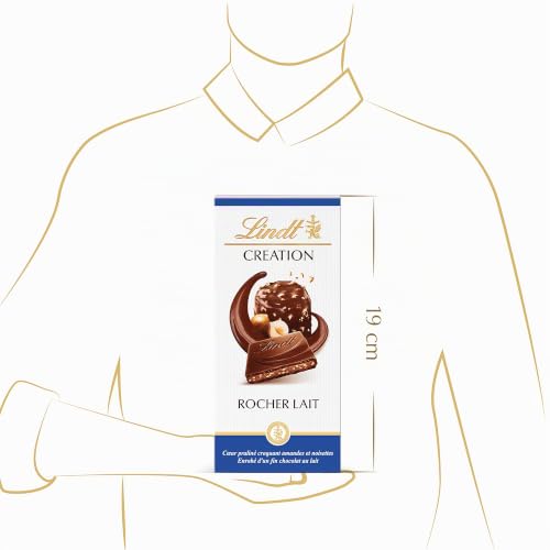 Lindt - Tablette CRÉATION Rocher Lait - Chocolat au Lait, 150g (Lot de 2)