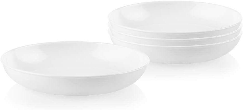 Corelle 4-Pc Versa Bowls for Pasta, Salad and More, Service for 4, Durable and Eco-Friendly 30-Oz, Compact Stack Bowl Set, Microwave and Dishwasher Safe, White