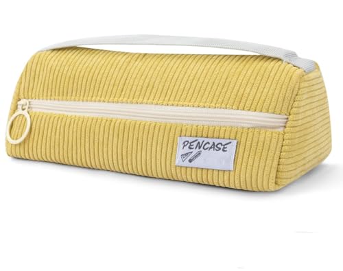 'Bolsa de estojo de lápis grande, estojo de lápis bonito, estojo de caneta, zíper, organizador, bolsa de bolsa de lápis de grande capacidade, acolchoado macio, de abertura ampla (Amarelo)