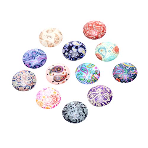 PH PandaHall 50pcs Printed Glass Cabochons 12mm Half Round Dome Cabochons Mosaic Printed Picture Tile for Necklace Bracelet Earring Jewelry Making (Mixed Color)