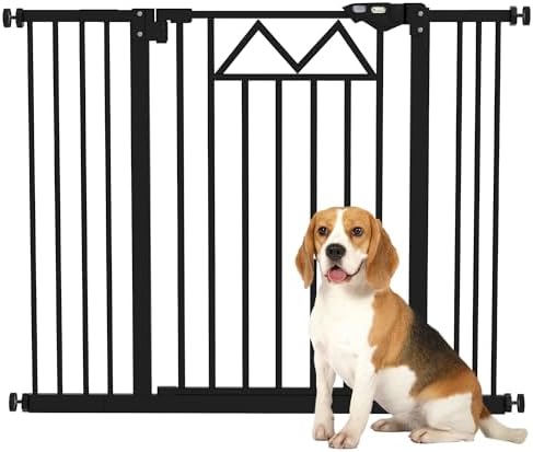 PawHut Barrera de Seguridad para Perros Extensible 74-100 cm, para Puertas y Escaleras, Barrera para Perros con Cierre Automático, Doble Bloqueo, Montaje a Presión y 2 Extensiones 7/14 cm, Negro