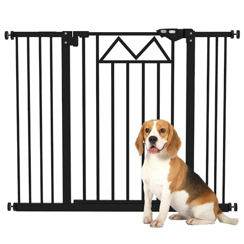 PawHut Cancellino per Cani con 4 Viti Regolabili e Nastro Adesivo, Cancello per Cani in Metallo e Plastica, 74-100x76cm, Nero