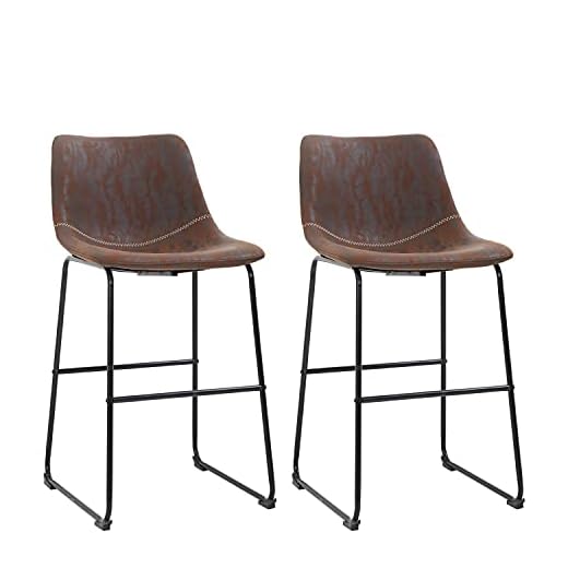 FDW Fashion Barstools,Bar stools Set of 2 Bar Stool Counter Height bar stools Chairs Kitchen Stools with Back Island Chairs for Kitchen/Dining Room,Brown (37Inch)