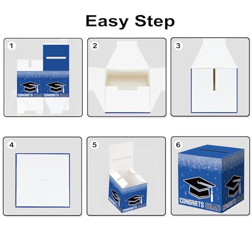 Image of Graduation Congrats Card Box, 2026 Graduation Party Decorations, Graduation Party Decorations Graduation Money Card Boxes Holder Graduation Gift Party Favors Decor Party Supplies (Blue)