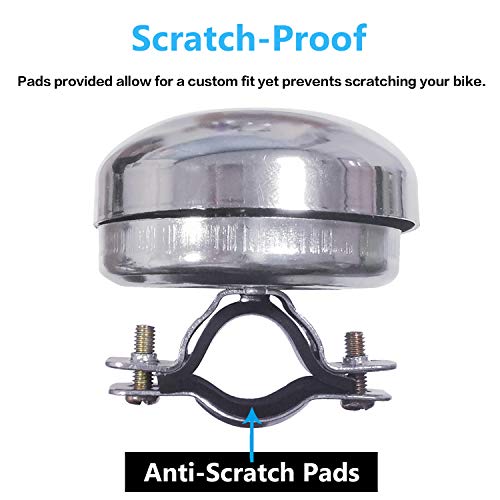 Redsia All Metal Bike Bell, 2 Pack Bicycle Bells For Adults Kids Girls Boys, Left Side Mount And Right Handed Bell Fits Handlebars With 22.2Mm To 31.8Mm Diameters (Silver, Right Hand Use) #TOP4