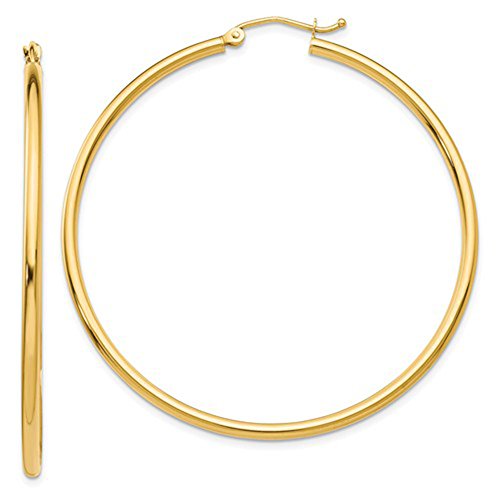 Image of 14K Gold Classic Real Hoop Earrings, (2mm Tube)