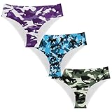 Upetstory Camo Women's Underwear Briefs Fashion Panties Soft Sexy Spandex Panty Bikini Briefs Hipster Large Purple Blue Dark Green 3 Pack