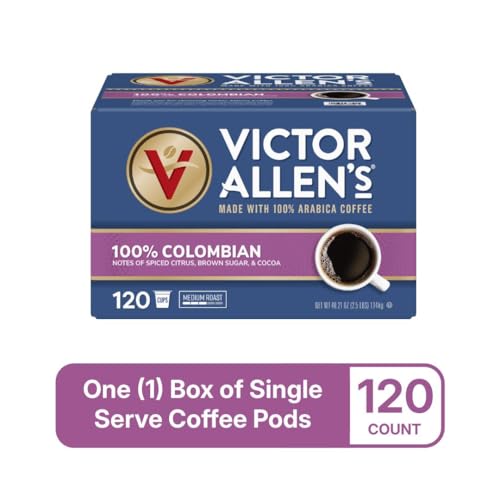 Image of Victor Allen's Coffee 100% Colombian, Medium Roast, 120 Count, Single Serve Coffee Pods for Keurig K-Cup Brewers