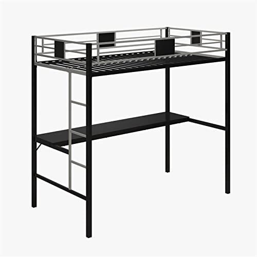 Dhp Screen Loft Metal Bunk Bed With Desk And Ladder, Space-Saving Design, Silver Twin #TOP3