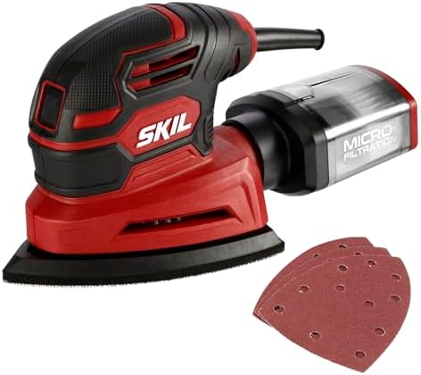 SKIL Corded Detail Sander, Includes 3pcs Sanding Paper and Dust Box - SR250801
