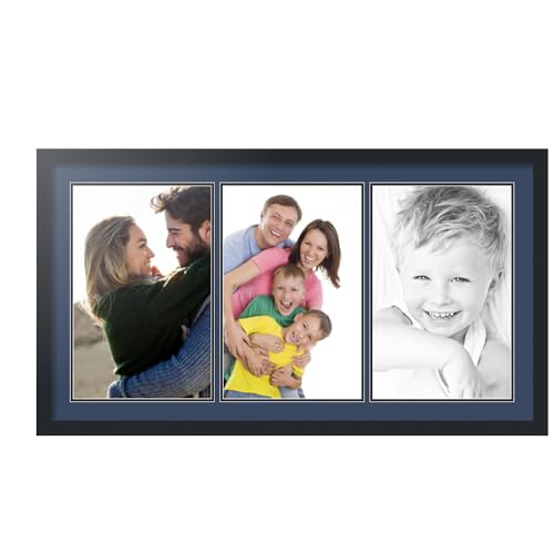 ArtToFrames Collage Photo Frame Double Mat with 3 - 11x17 Openings and Satin Black Frame