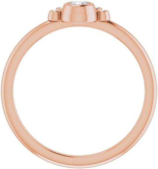Diamond2Deal 14K Rose Gold 1/6 ct Diamond Stackable Ring Size 7