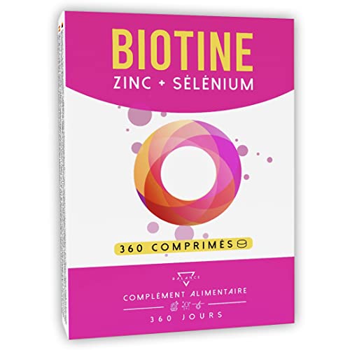 BIOTINE CHEVEUX - 360 COMPRIMÉS (12 mois) | Complement Alimentaire Cheveux | Pousse Cheveux, avec Biotine, Zinc, Sélénium | Vitamine Cheveux, Bien-être des cheveux, de la peau et des ongles Cover