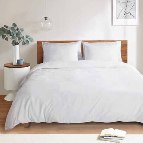 Image of Mejoroom White Duvet Cover Full - Bedding Sets Full - Soft and Breathable Comforter Cover with Zipper Closure, 3Pieces, 1 Duvet Cover (80x90) and 2 Pillow Cases(20x26)