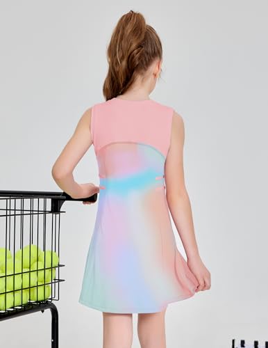 Zaclotre Girls Tennis Dress Cute Golf Outfit Sleeveless Workout Athletic Dresses with Shorts Pockets3