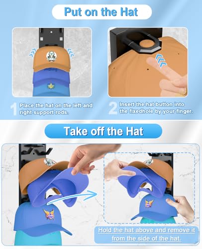 image for Eanyiikick 2 Pack Hat Organizer for Baseball Caps, Strong Adhesive Hat