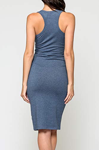Women's Fitted Sleeveless Racerback Midi Bodycon Tank Dress, Medium, Denim Heather #TOP3