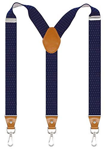 Image of Mens Suspenders with 3 Swivel Hooks Belt Loops 1.4 Inch Wide Heavy Duty Adjustable Braces