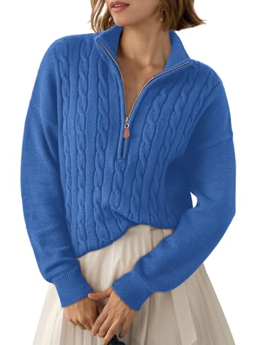 Dokotoo Womens Sweaters 2025 Fall Quarter Zip Polo Neck Sweaters