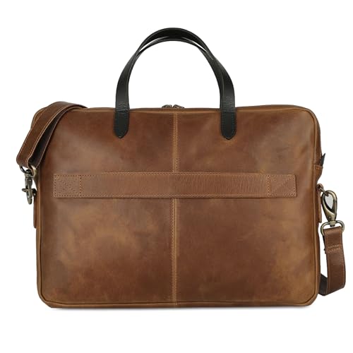 KomalC Leather Laptop office briefcase, Fits 16 Inch with Trolley Strap, laptop Sleeve by KomalC - Used condition - Image 5